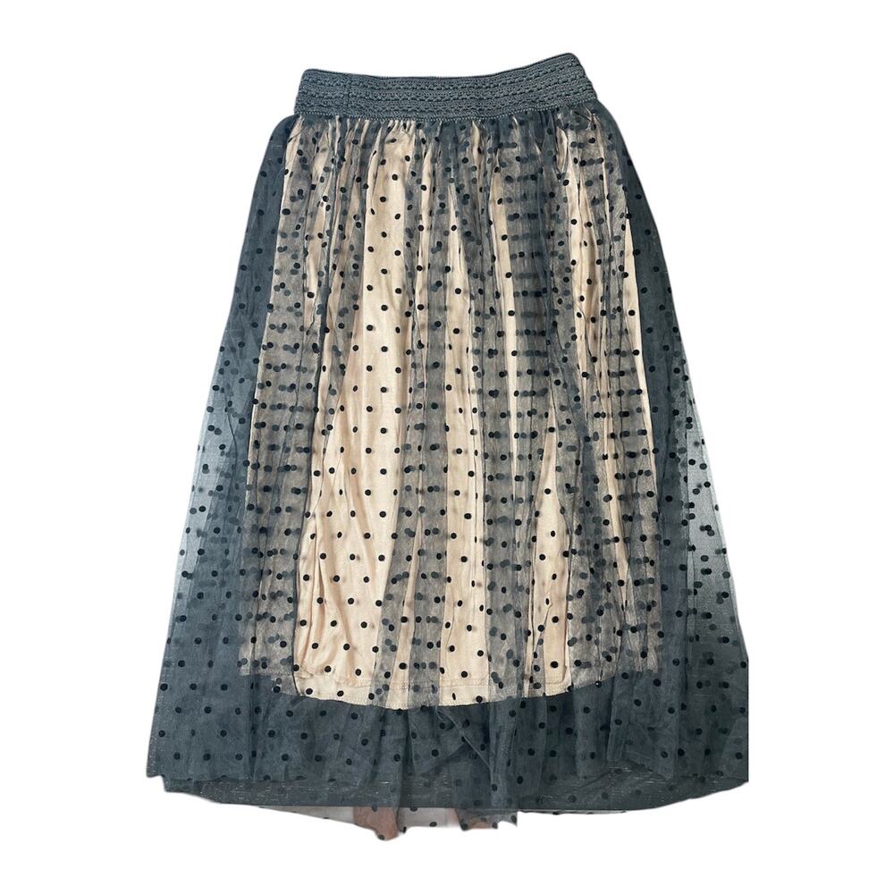 Metrowear Black Polka Dot Tulle Midi Skirt – Size Medium